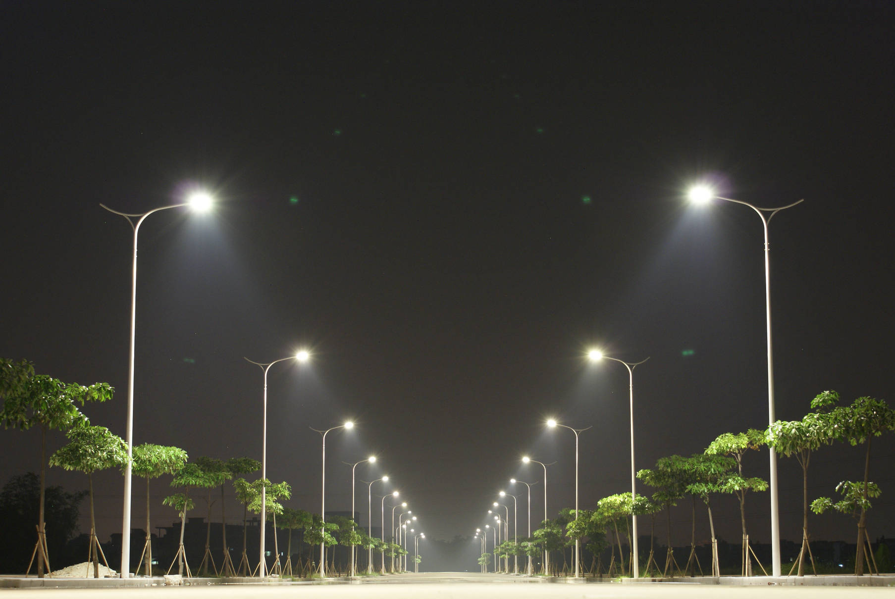Street lights on village road